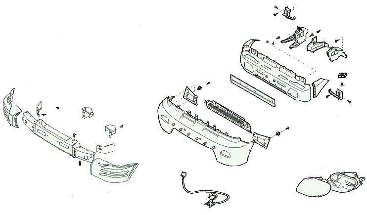 the scheme of fastening of the front bumper the Hyundai Galloper